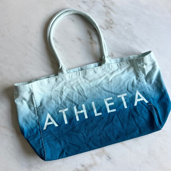 Athleta Handbags - Athleta Tote Bag Large Gym Travel Blue Ombre Cotton